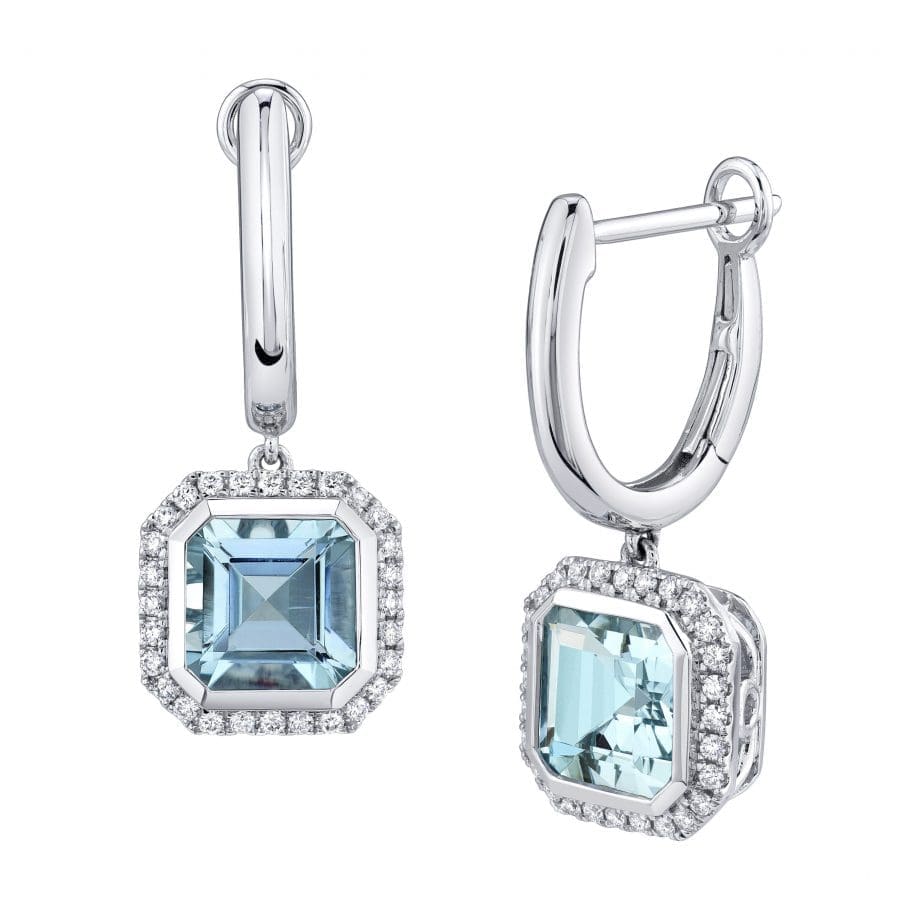 393618 - Aquamarine White Gold Huggies